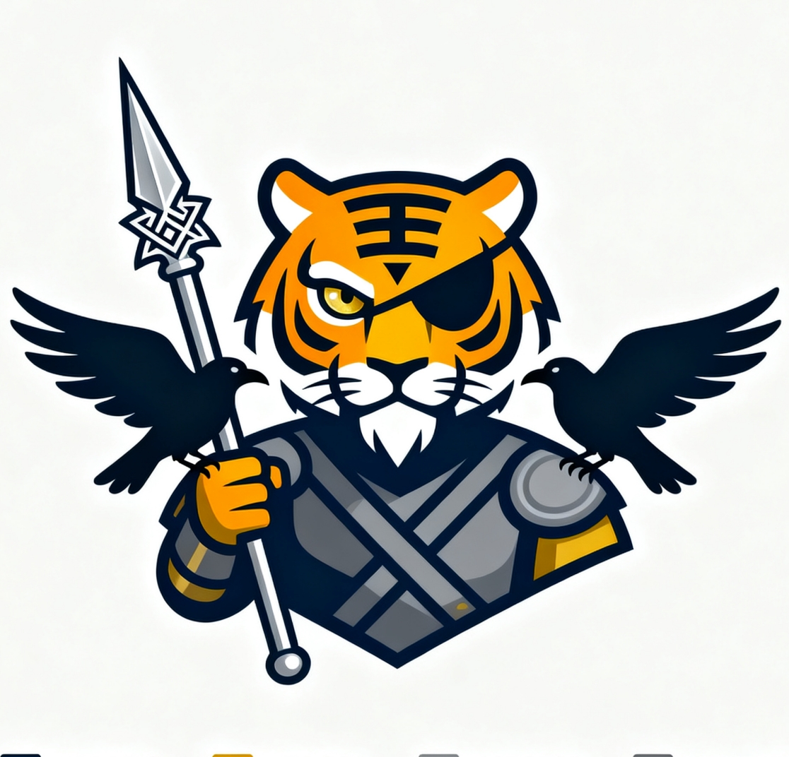 Odintiger奥丁虎形象 - 威严的维京猛虎在星空下的船上